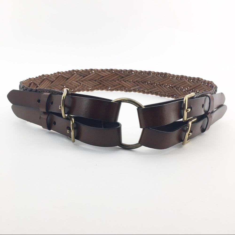 OLD NAVY Brown Braided Double Loop Belt Size S/M